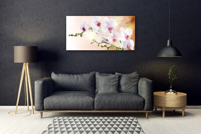 Glass Wall Art Flowers floral white pink