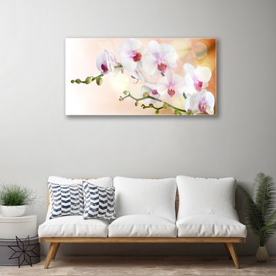 Glass Wall Art Flowers floral white pink