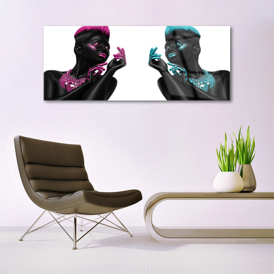 Glass Wall Art Characters art black red blue