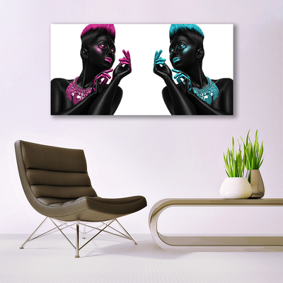 Glass Wall Art Characters art black red blue