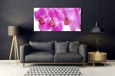 Glass Wall Art Flowers floral pink