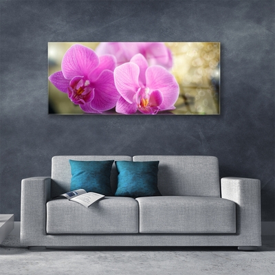 Glass Wall Art Flowers floral pink