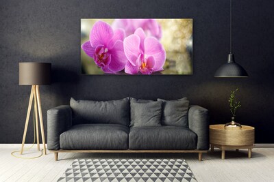 Glass Wall Art Flowers floral pink