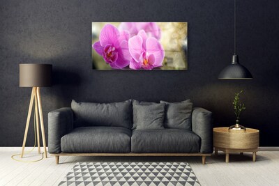 Glass Wall Art Flowers floral pink