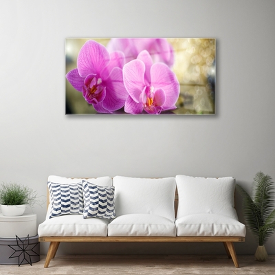 Glass Wall Art Flowers floral pink