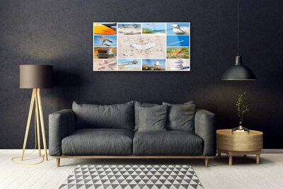 Glass Wall Art Ocean beach landscape brown yellow blue green