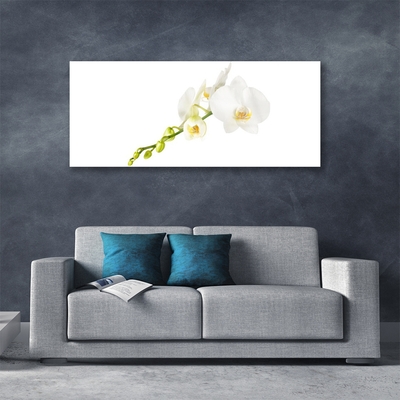 Glass Wall Art Flowers floral white