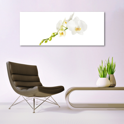 Glass Wall Art Flowers floral white