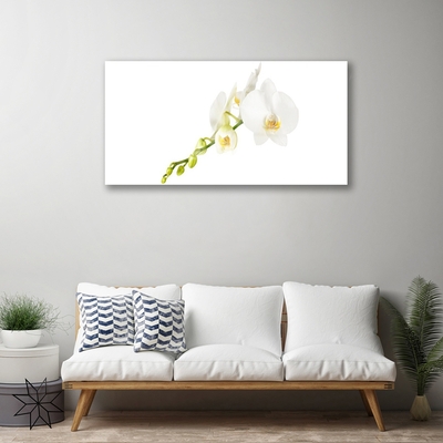 Glass Wall Art Flowers floral white