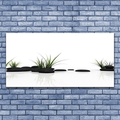 Glass Wall Art Grass stones art black green