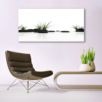 Glass Wall Art Grass stones art black green