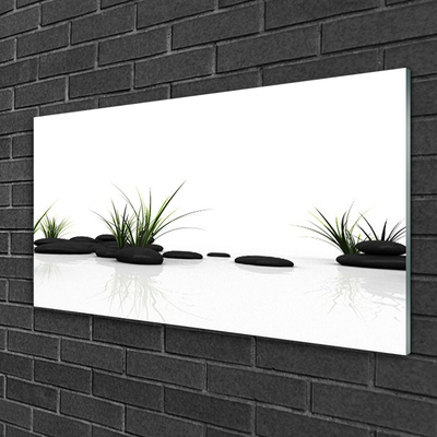 Glass Wall Art Grass stones art black green