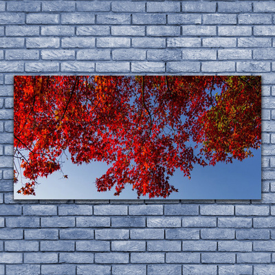 Glass Wall Art Branches leaves floral brown