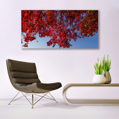 Glass Wall Art Branches leaves floral brown