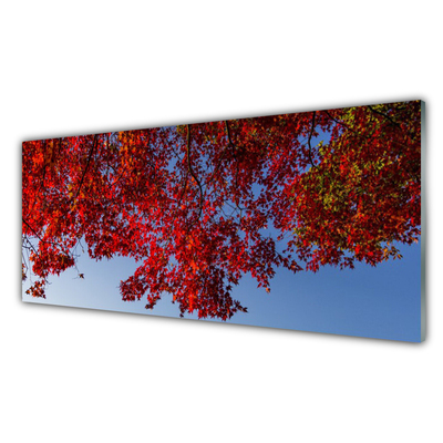 Glass Wall Art Branches leaves floral brown