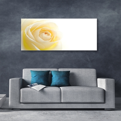 Glass Wall Art Rose floral white yellow