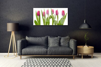 Glass Wall Art Tulips floral red