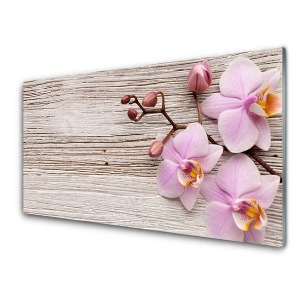 Glass Wall Art Flowers floral pink