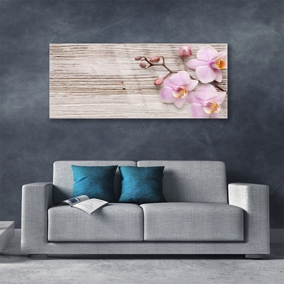 Glass Wall Art Flowers floral pink