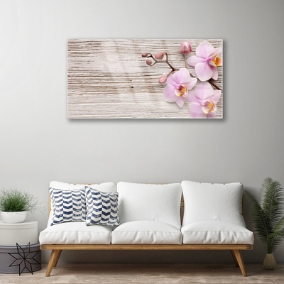 Glass Wall Art Flowers floral pink