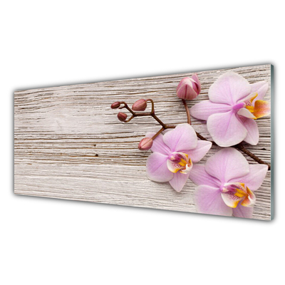 Glass Wall Art Flowers floral pink