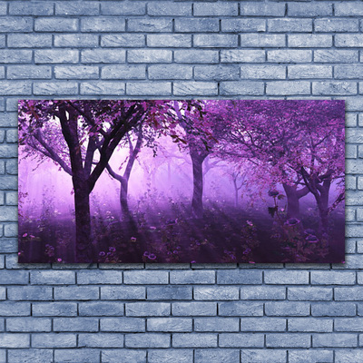 Glass Wall Art Trees nature purple pink