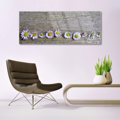 Glass Wall Art Daisy floral yellow white pink