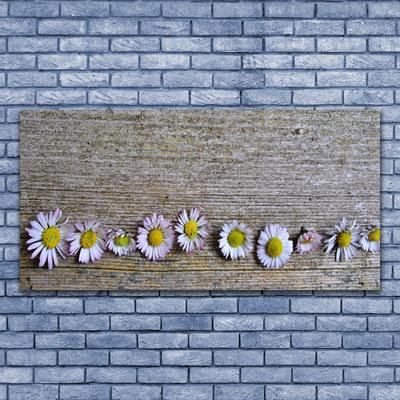 Glass Wall Art Daisy floral yellow white pink