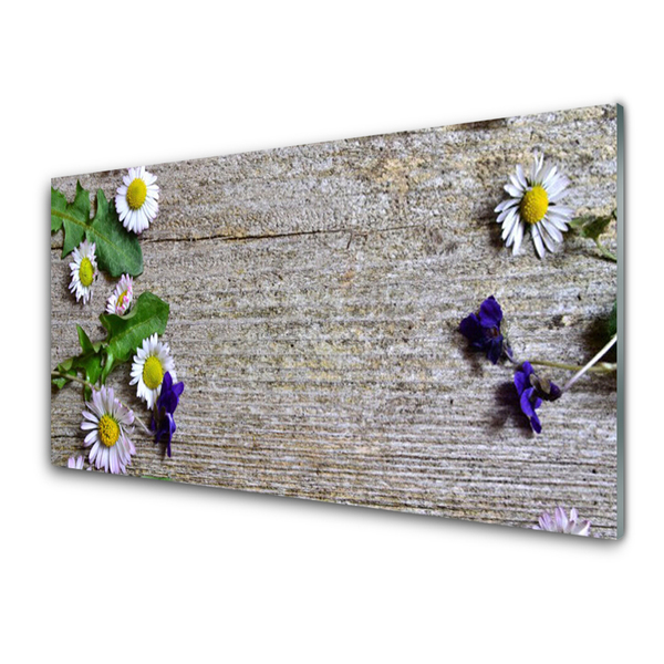 Glass Wall Art Daisy floral pink white yellow