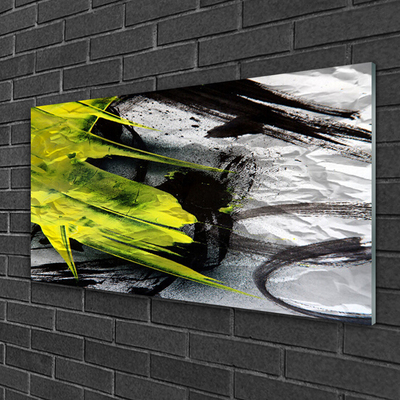 Glass Wall Art Abstract art green black grey
