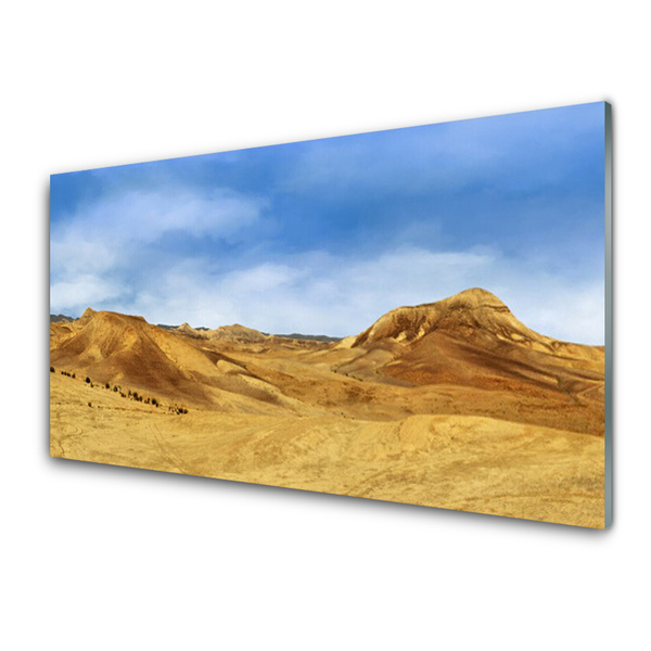 Glass Wall Art Desert landscape yellow