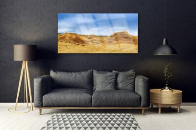 Glass Wall Art Desert landscape yellow