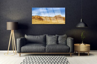 Glass Wall Art Desert landscape yellow