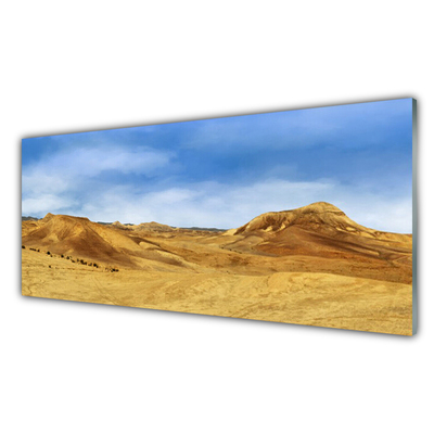 Glass Wall Art Desert landscape yellow