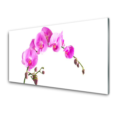 Glass Wall Art Flowers floral pink