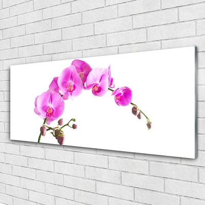 Glass Wall Art Flowers floral pink