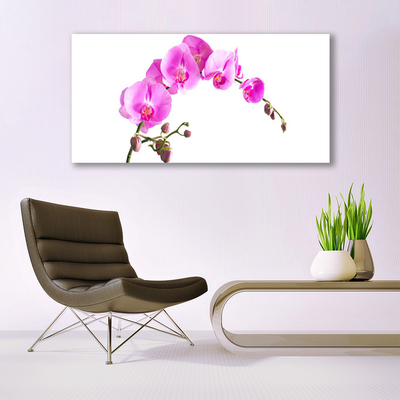 Glass Wall Art Flowers floral pink