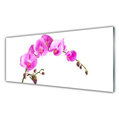 Glass Wall Art Flowers floral pink