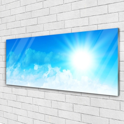 Glass Wall Art Sun heaven landscape white blue