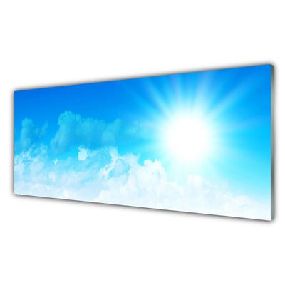 Glass Wall Art Sun heaven landscape white blue