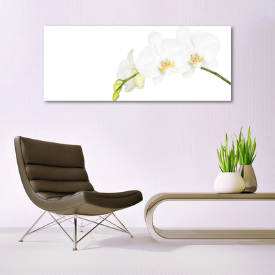 Glass Wall Art Flowers floral white