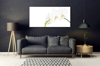 Glass Wall Art Flowers floral white