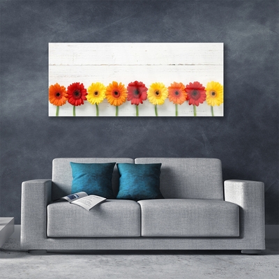 Glass Wall Art Flowers floral orange red yellow