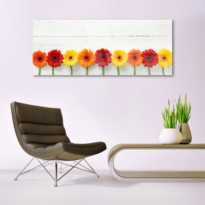 Glass Wall Art Flowers floral orange red yellow