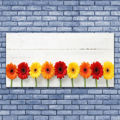 Glass Wall Art Flowers floral orange red yellow