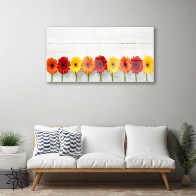 Glass Wall Art Flowers floral orange red yellow