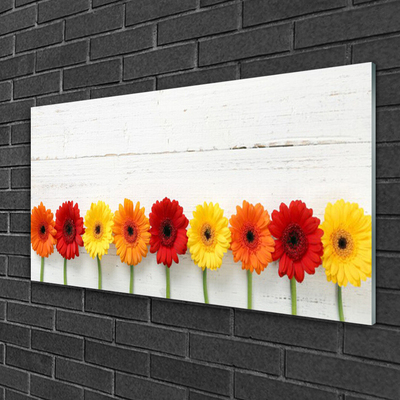 Glass Wall Art Flowers floral orange red yellow