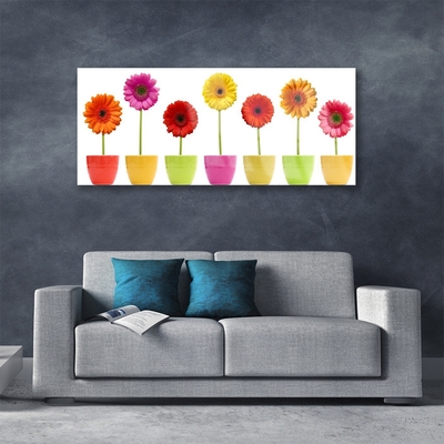 Glass Wall Art Flowers floral orange pink red yellow