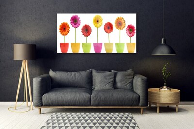 Glass Wall Art Flowers floral orange pink red yellow