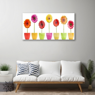 Glass Wall Art Flowers floral orange pink red yellow